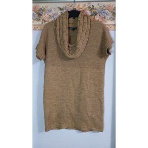 Berretti Small Tan Cowl Neck Knit Italy Wool Stretch Casual Work Tunic Dress
